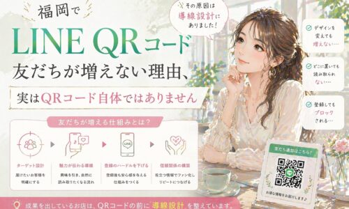 LINE QR コード 福岡をテーマに、友だちが増えない原因がQRコード自体ではないことを示す構成