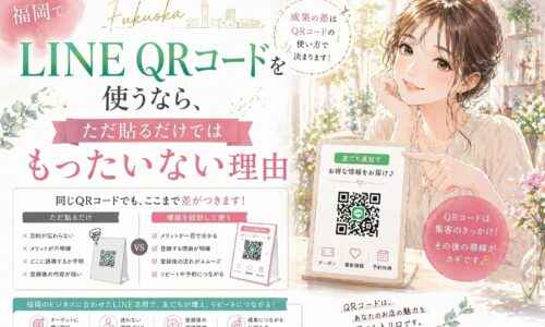 LINE QR コード 福岡をテーマに、QRコードをただ貼るだけでは成果につながらない理由を伝える構成