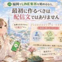 福岡でLINE集客を始める女性と、配信文より先に導線設計を整える重要性を2つのボード比較で示した構成