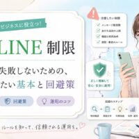 公式LINE制限を福岡で失敗なく運用するための基本と回避策を、スマホを持つ女性と注意項目で表現