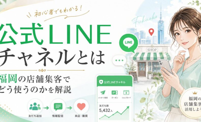 公式LINEチャネルとは何かを福岡の店舗集客でどう活用するか、女性と店舗・LINE画面で表現
