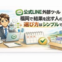 公式LINEの外部ツール選びに迷う事業主が、シンプルな基準で判断することで運用が安定しブロック率を下げる考え方を示している