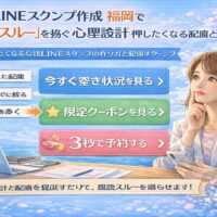 公式LINE スタンプ 作成 福岡において、既読スルーを防ぐための心理設計と配置ルールを示し、予約や反応につながる導線を視覚的に整理した構成図