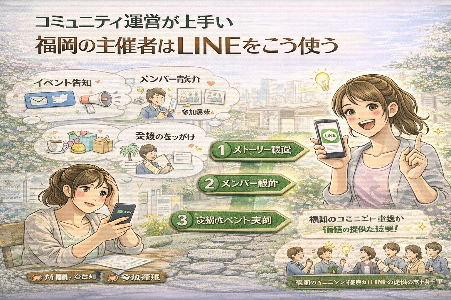 福岡のコミュニティ主催者がLINEでイベント告知やメンバー紹介、交流のきっかけを発信し参加率を高めるコミュニティ運営 LINE 使い方 福岡の成功パターンを示している