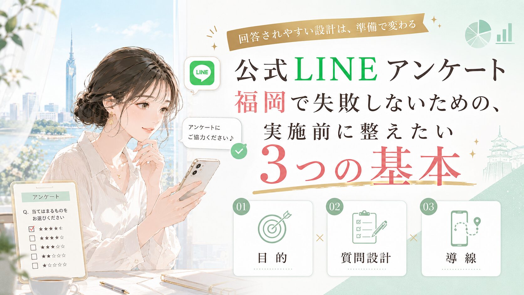福岡の事業者向けに、公式LINEアンケートの質問設計・回答活用・集客導線を整理した構成