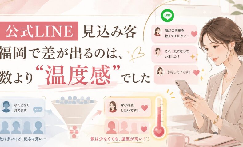 公式LINE 見込み客 福岡の集客で、数の多さより相談・予約につながる温度感の高い反応が重要だと示す構成