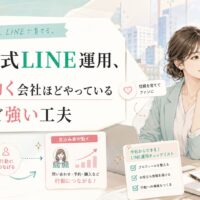福岡の公式LINE運用で、見込み客へ役立つ情報を届け、信頼を育てて行動につなげる導線設計を示したビジュアル