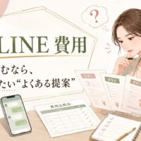 公式LINE 費用 福岡で依頼前に確認したい提案内容や料金比較を、女性が資料を見ながら検討している場面