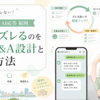 公式LINE AI応答 福岡をテーマに、営業時間や駐車場への自動回答例と、Q&A設計・回答ズレ・改善・精度向上の流れを示した構成